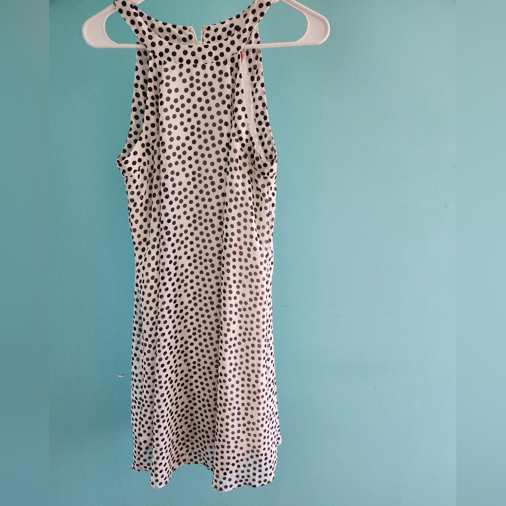 Betsey Johnson size 4 flowy white and black polka dot dress